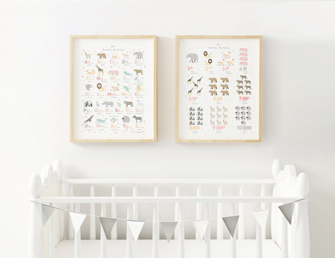 Girls Animal Alphabet Prints, Set of 2 - PaperPaintPixels