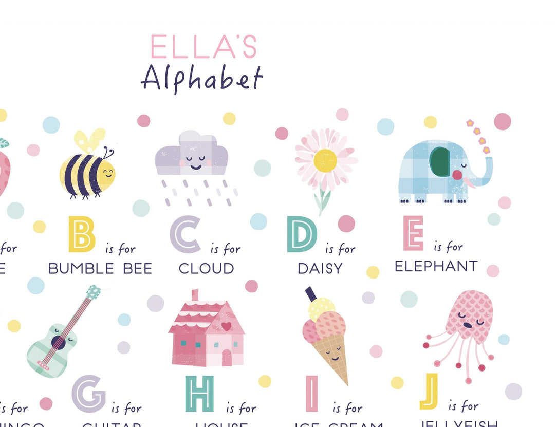Girls Illustrated Alphabet Print - PaperPaintPixels