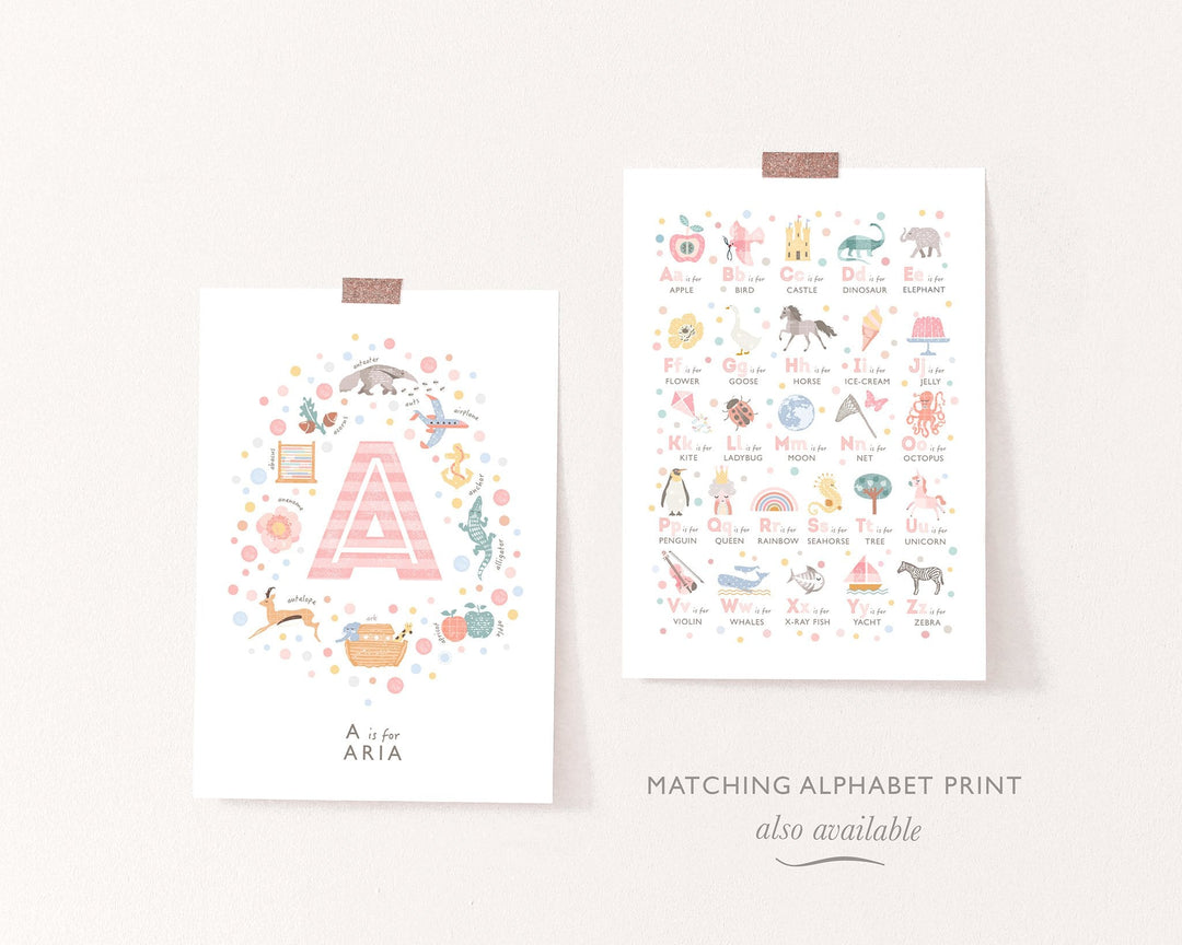 Girls Initial Letter A Print - PaperPaintPixels