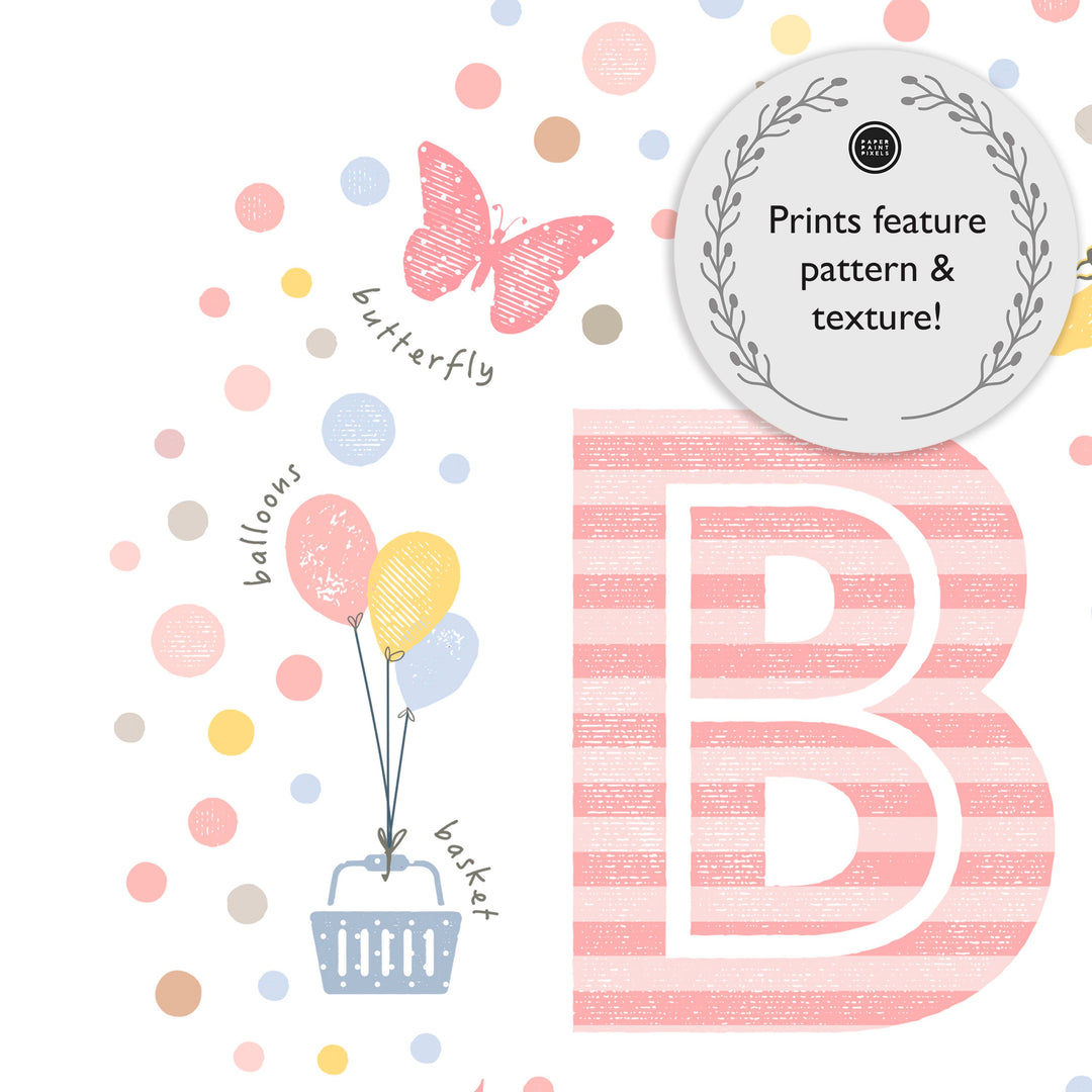 Girls Initial Letter B Print - PaperPaintPixels