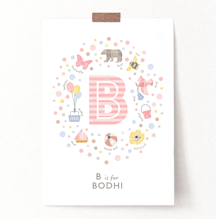 Girls Initial Letter B Print - PaperPaintPixels