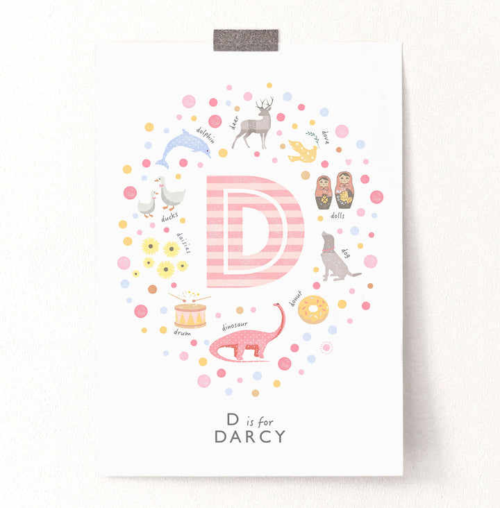 Girls Initial Letter D Print - PaperPaintPixels