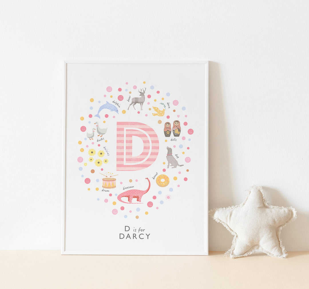 Girls Initial Letter D Print - PaperPaintPixels