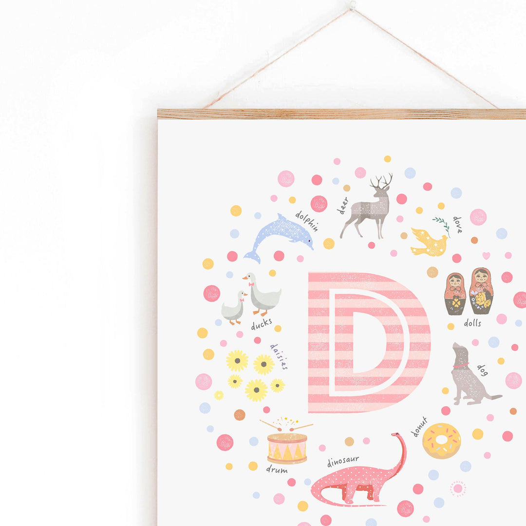 Girls Initial Letter D Print - PaperPaintPixels