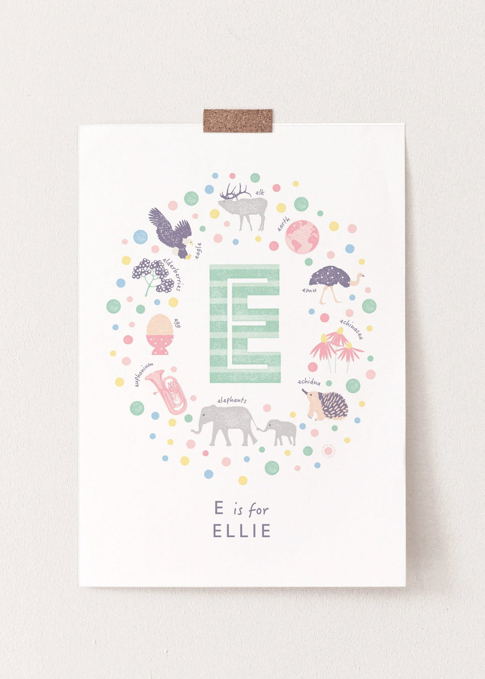 Girls Initial Letter E Name Art Print - PaperPaintPixels