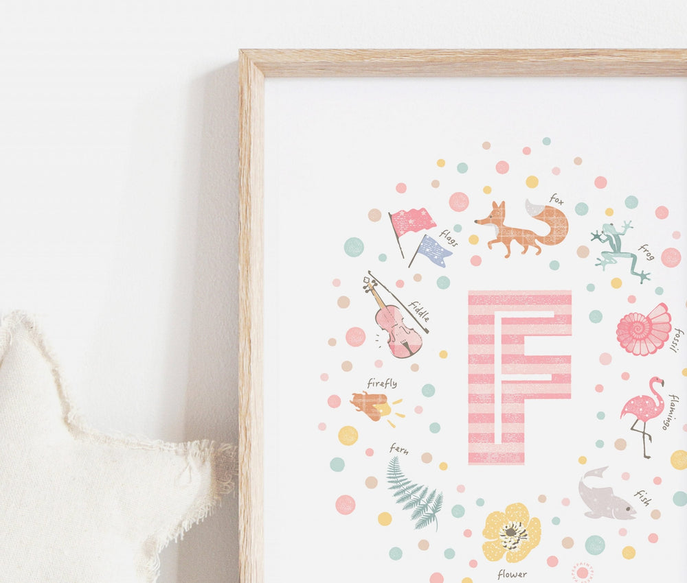 Girls Initial Letter F Print - PaperPaintPixels