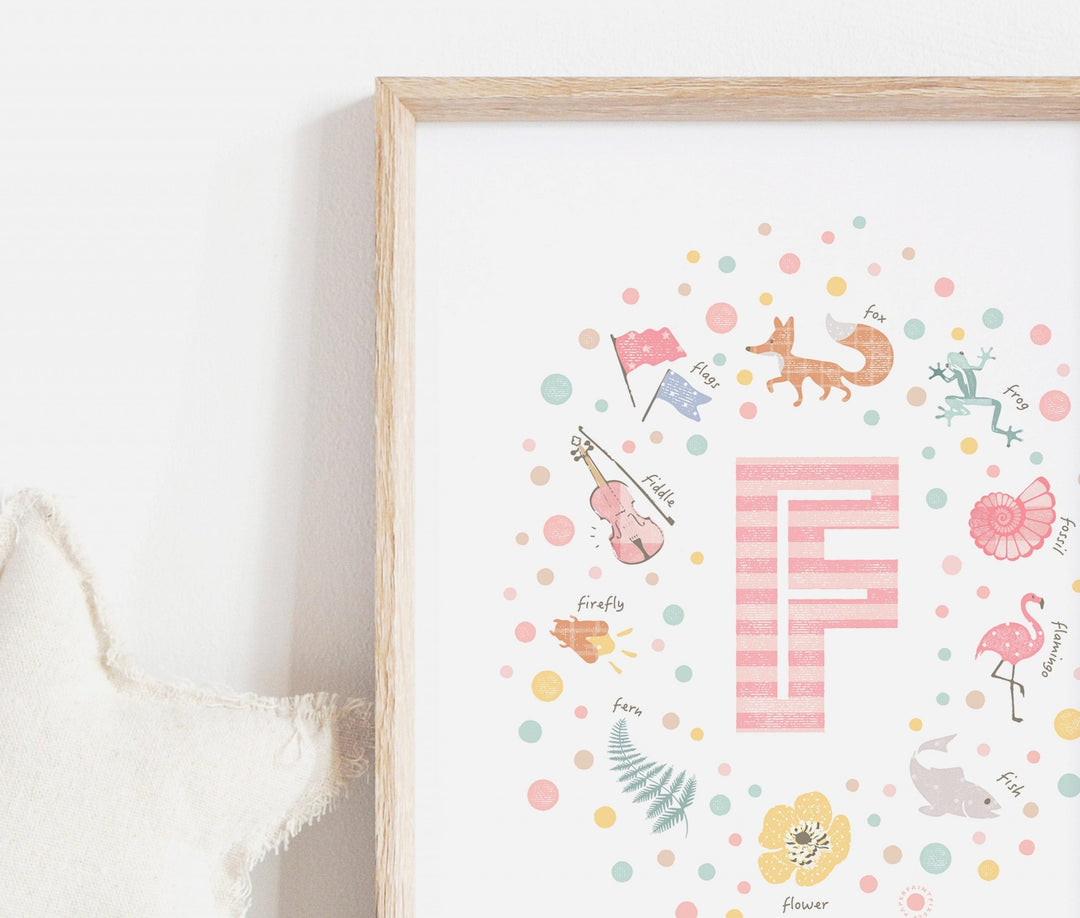 Girls Initial Letter F Print - PaperPaintPixels