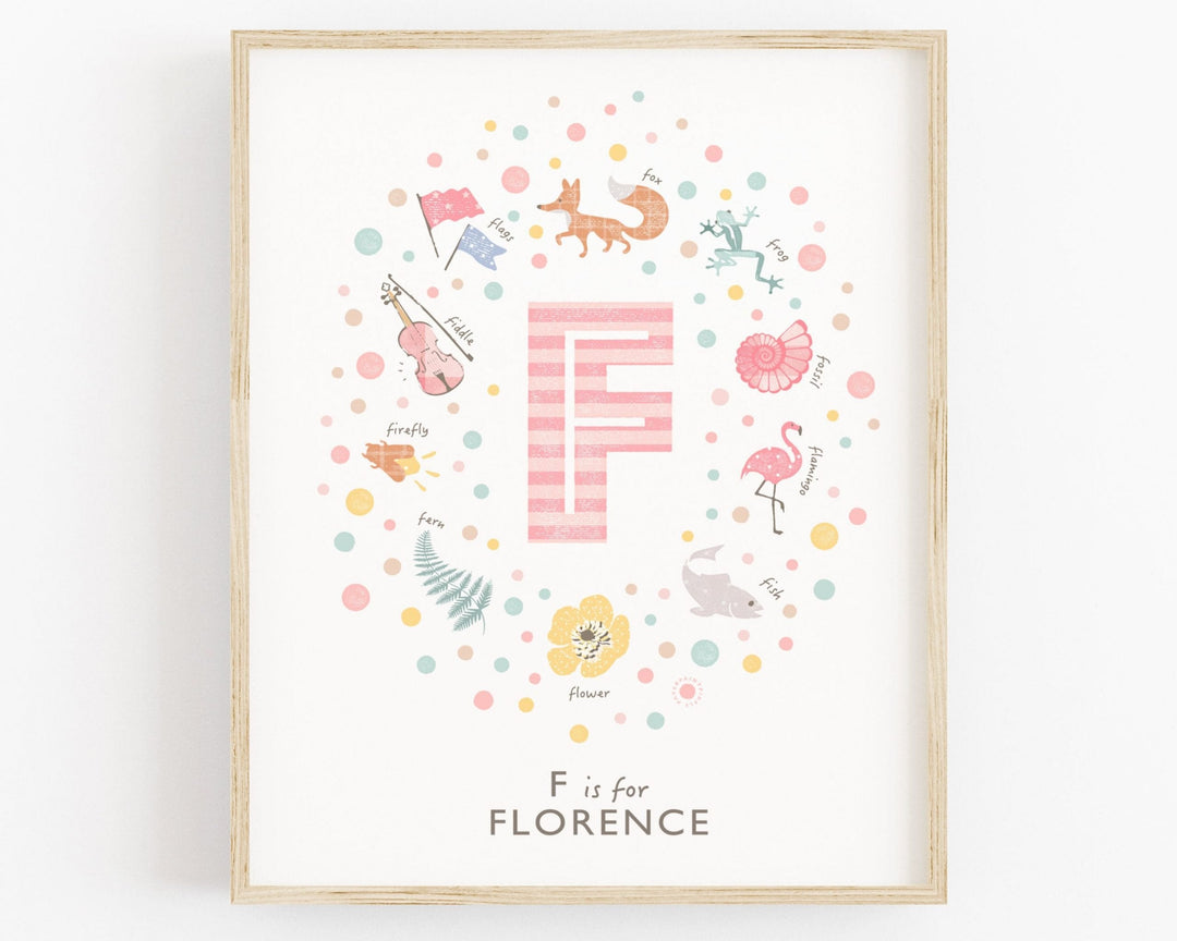 Girls Initial Letter F Print - PaperPaintPixels