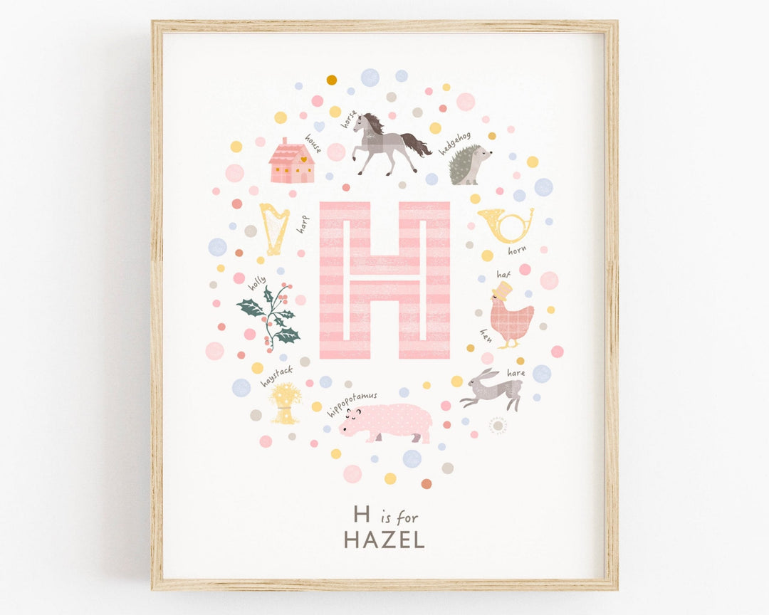 Girls Initial Letter H Print - PaperPaintPixels