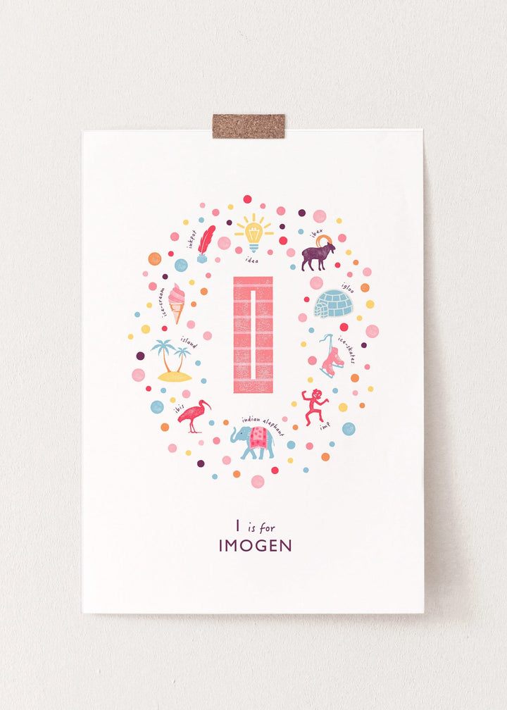 Girls Initial Letter I Print - PaperPaintPixels