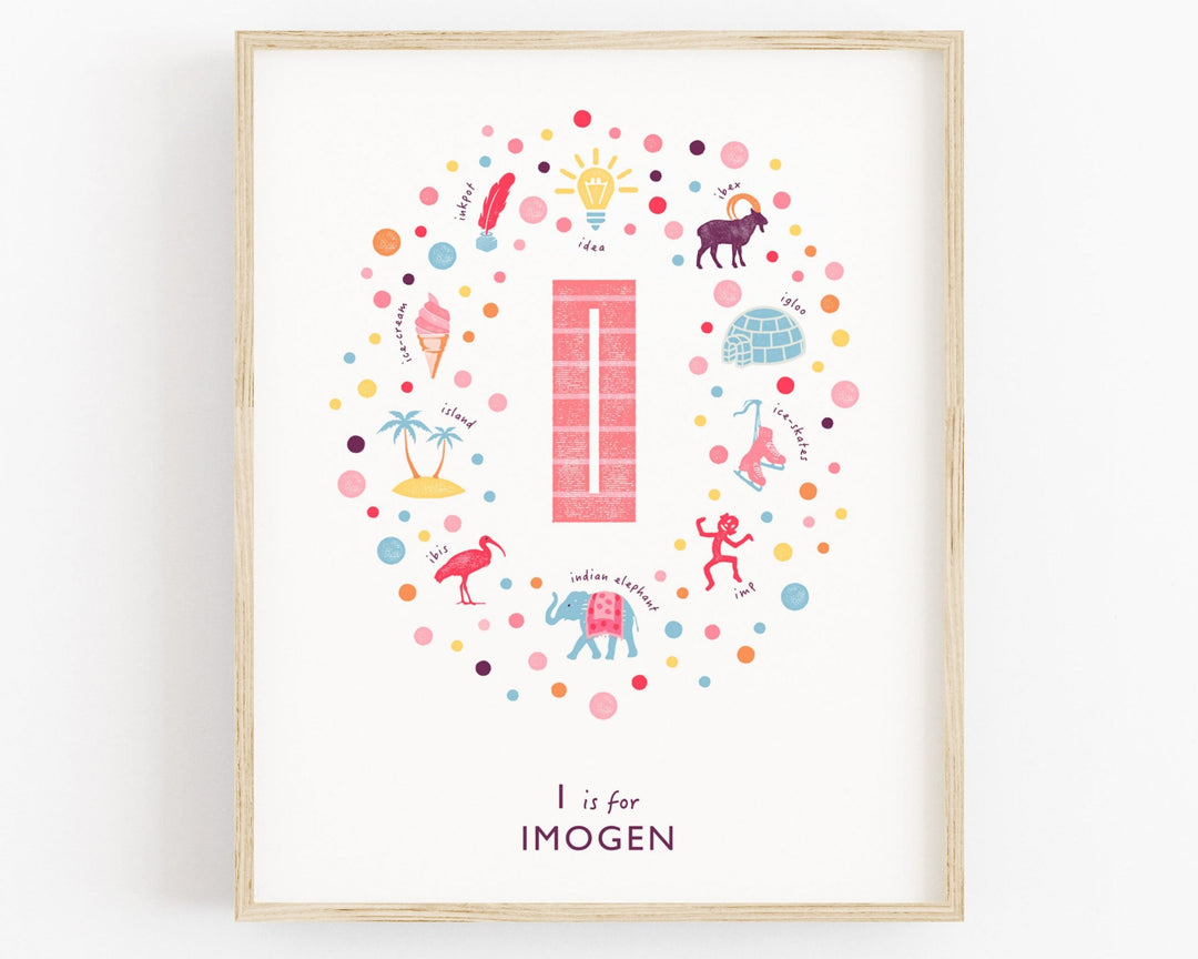 Girls Initial Letter I Print - PaperPaintPixels