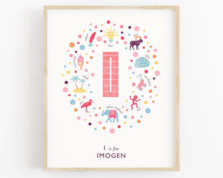 Girls Initial Letter I Print - PaperPaintPixels