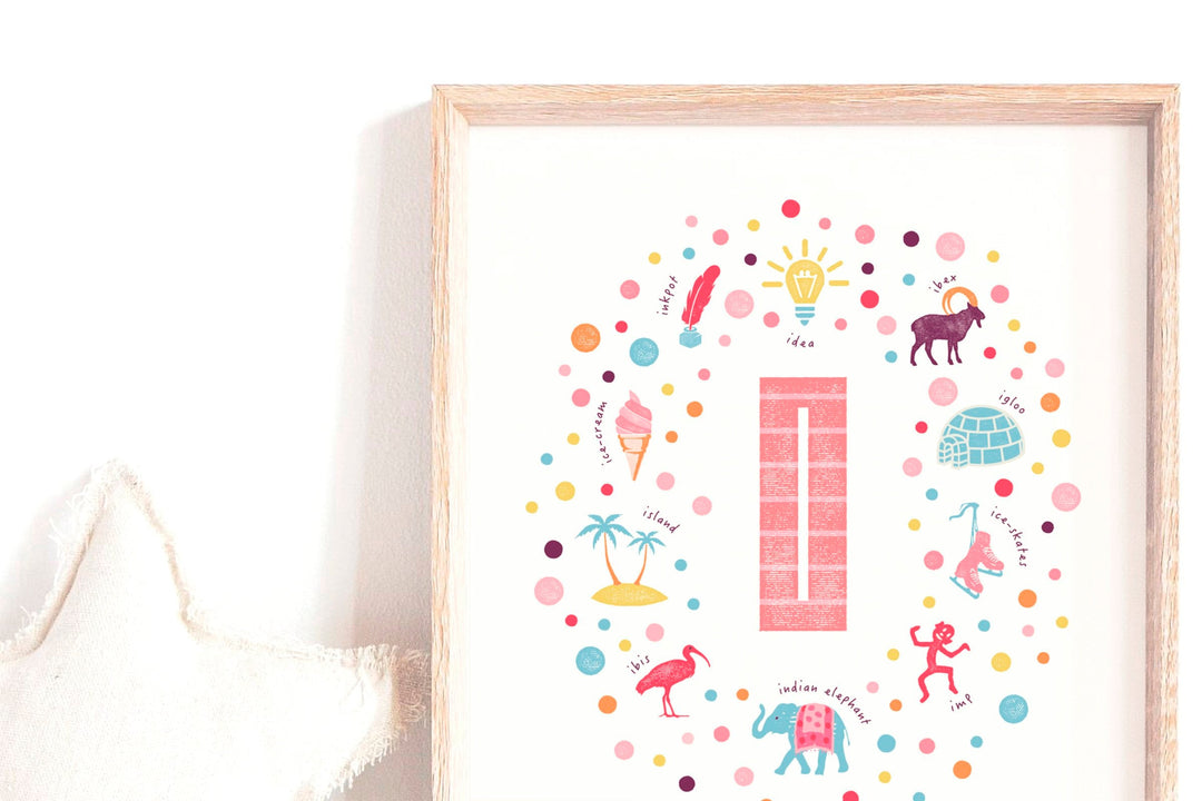 Girls Initial Letter I Print - PaperPaintPixels