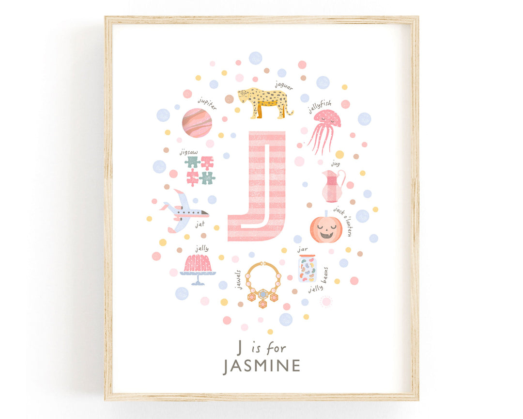 Girls Initial Letter J Print - PaperPaintPixels