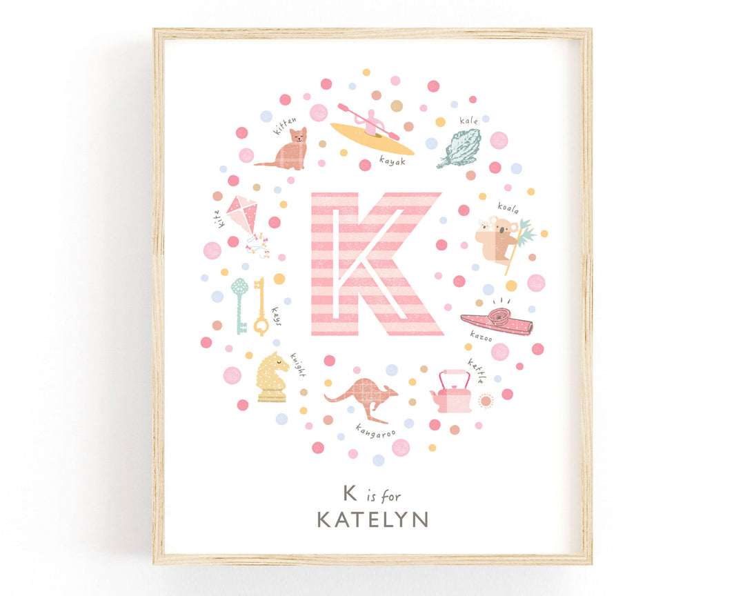 Girls Initial Letter K Print - PaperPaintPixels