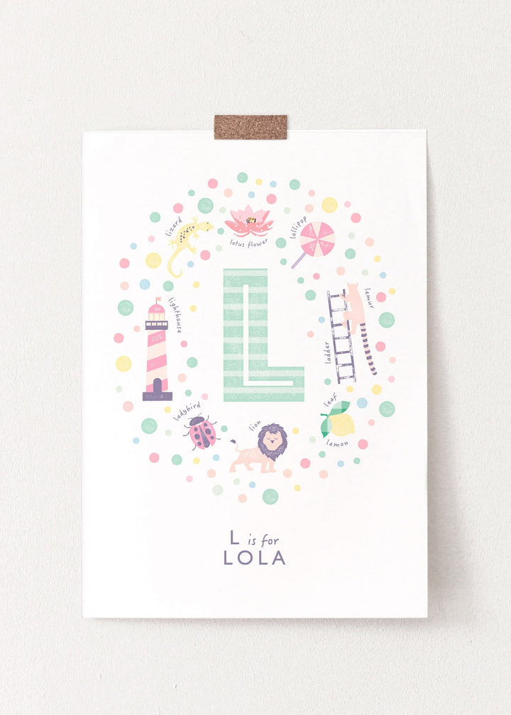 Girls Initial Letter L Print - PaperPaintPixels