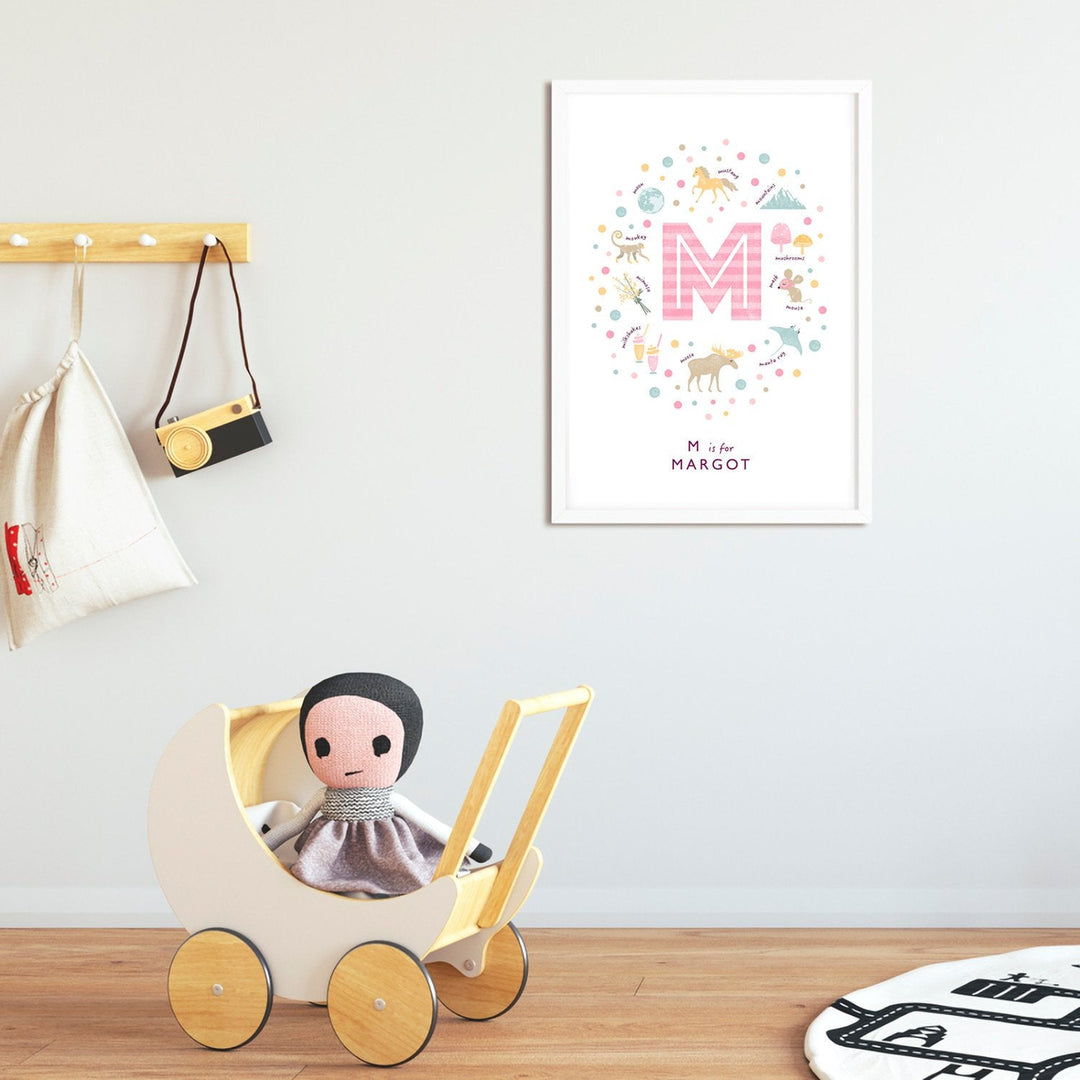 Girls Initial Letter M Print - PaperPaintPixels