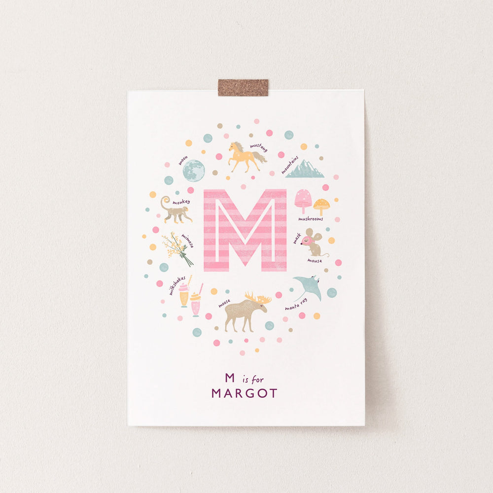 Girls Initial Letter M Print - PaperPaintPixels