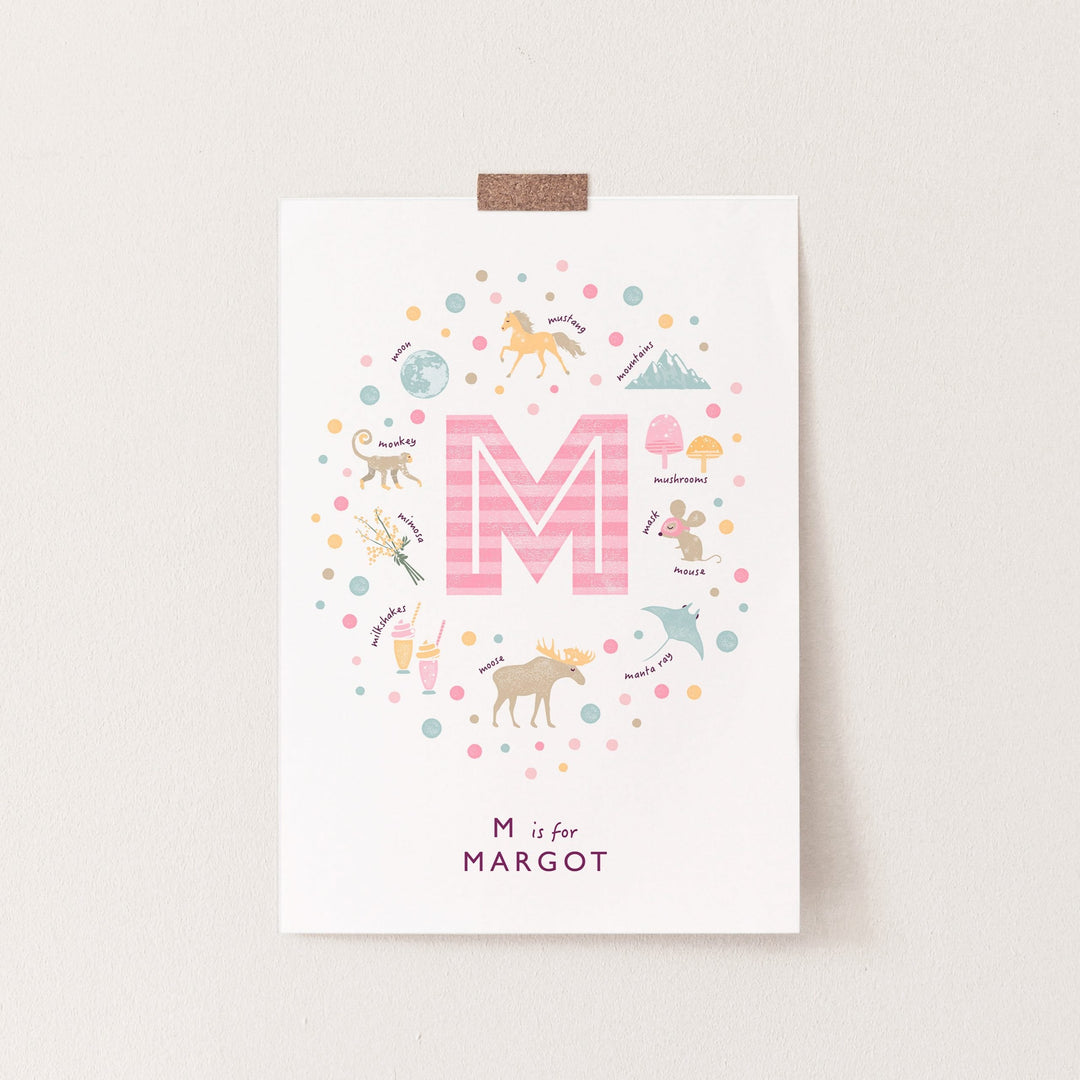 Girls Initial Letter M Print - PaperPaintPixels