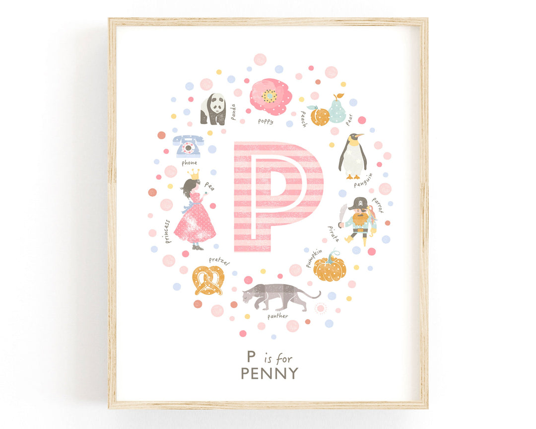 Girls Initial Letter P Print - PaperPaintPixels