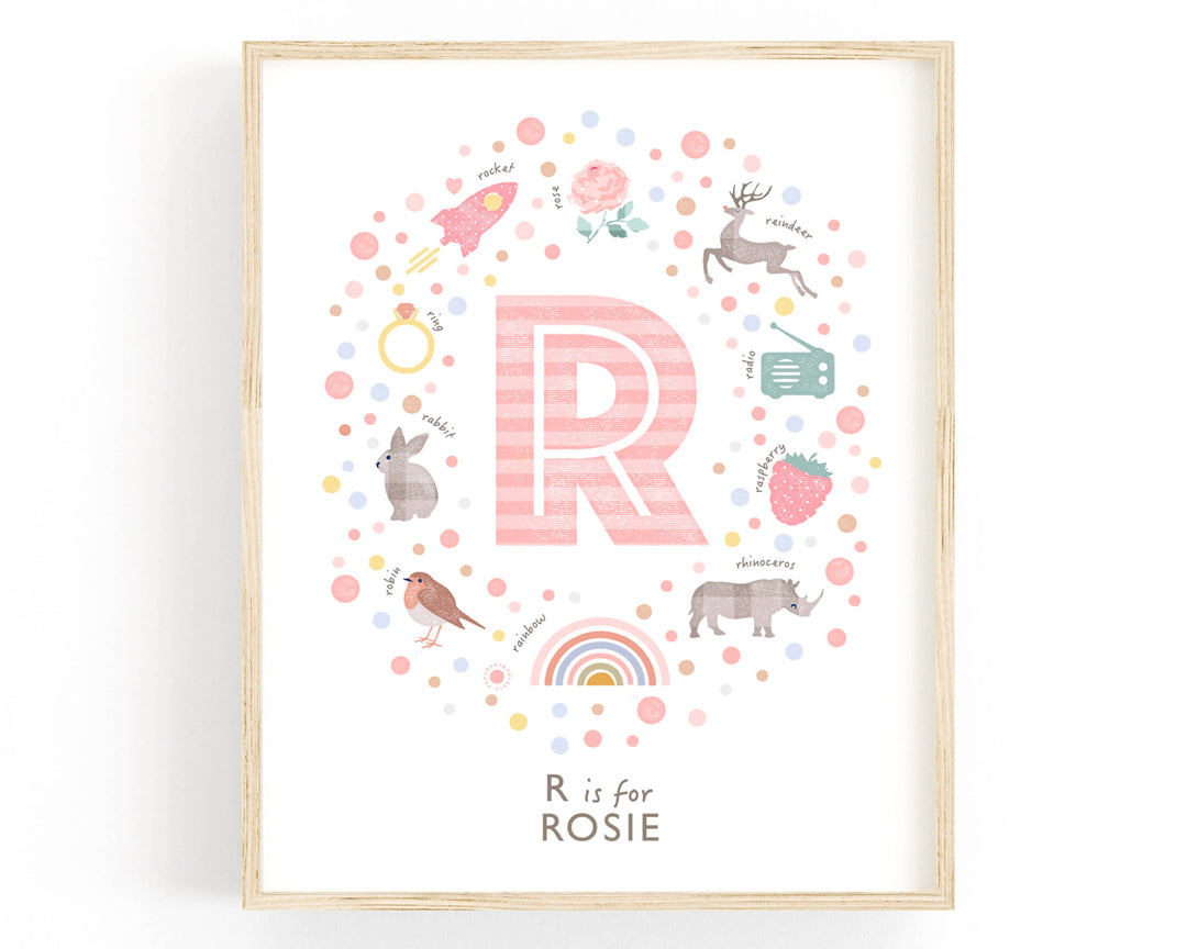 Girls Initial Letter R Print - PaperPaintPixels