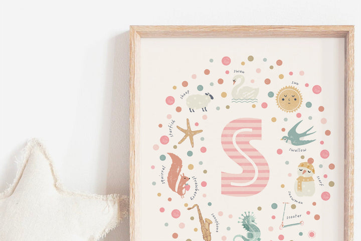 Girls Initial Letter S Print - PaperPaintPixels