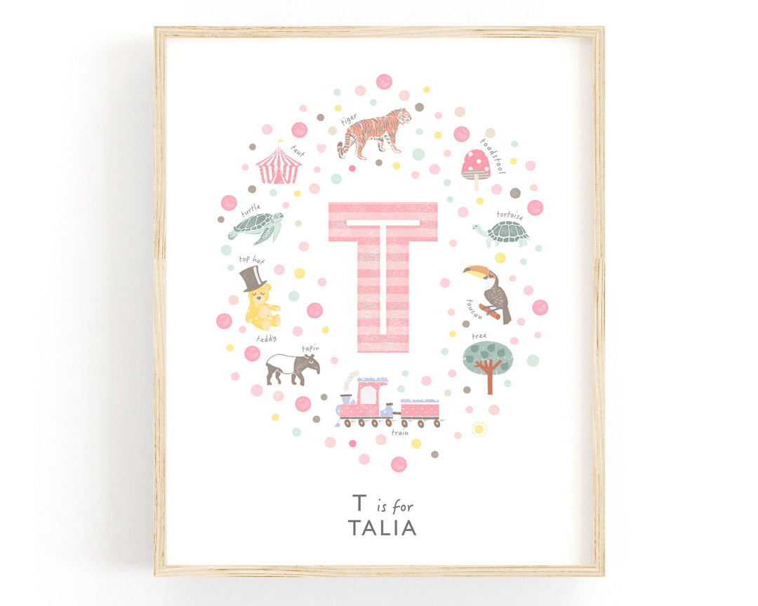 Girls Initial Letter T Print - PaperPaintPixels