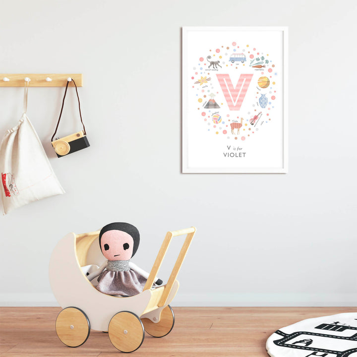 Girls Initial Letter V Print - PaperPaintPixels