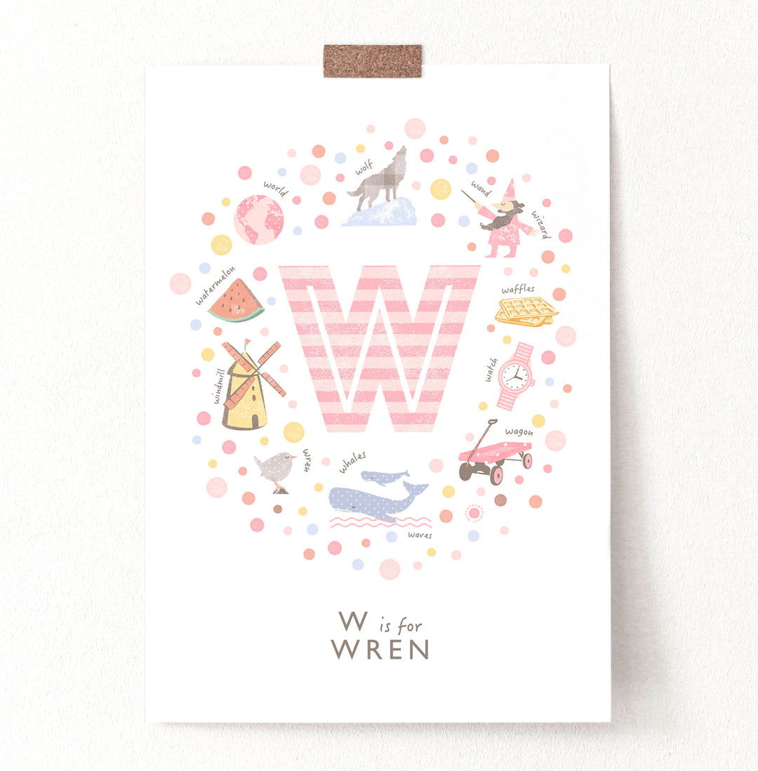 Girls Initial Letter W Print - PaperPaintPixels