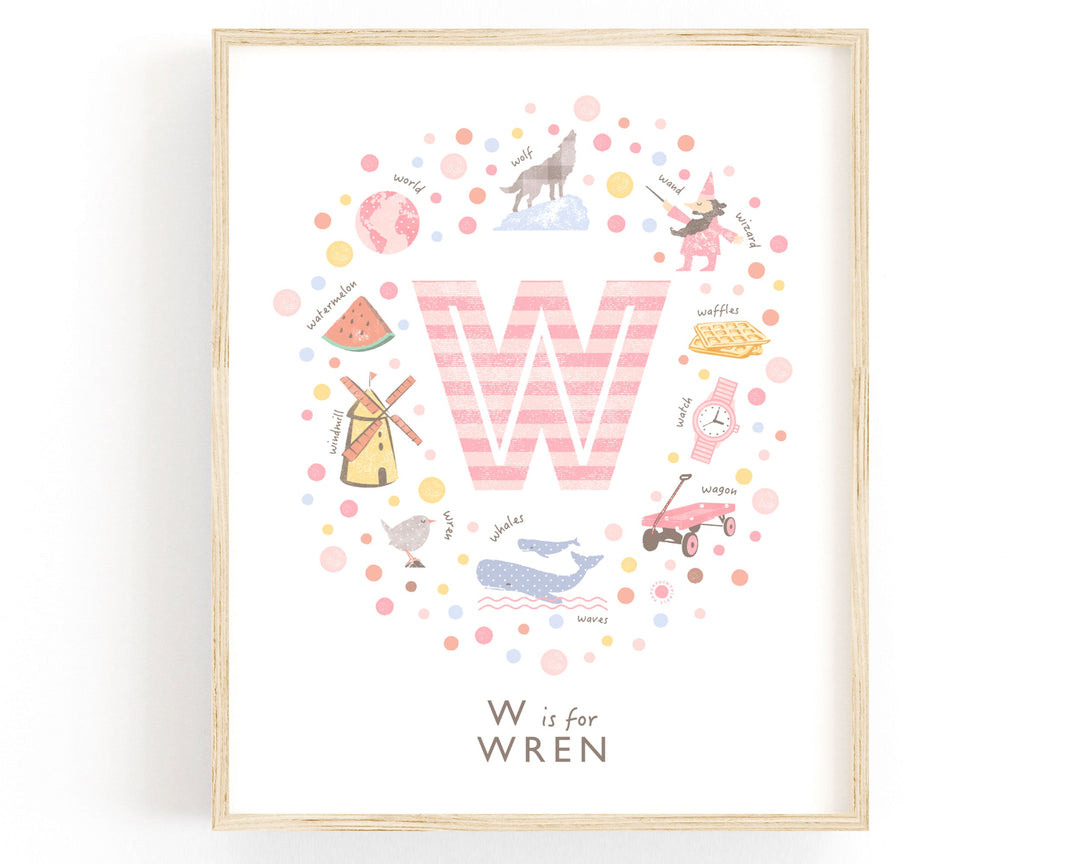 Girls Initial Letter W Print - PaperPaintPixels