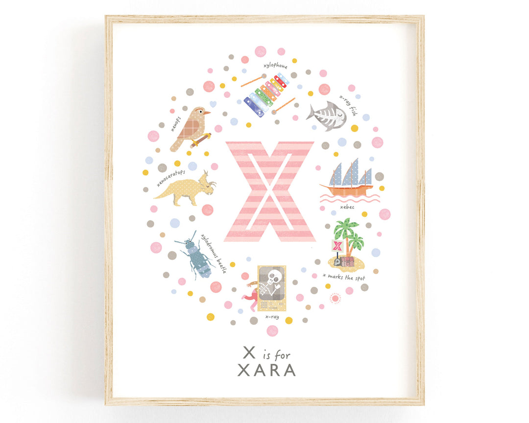 Girls Initial Letter X Print - PaperPaintPixels