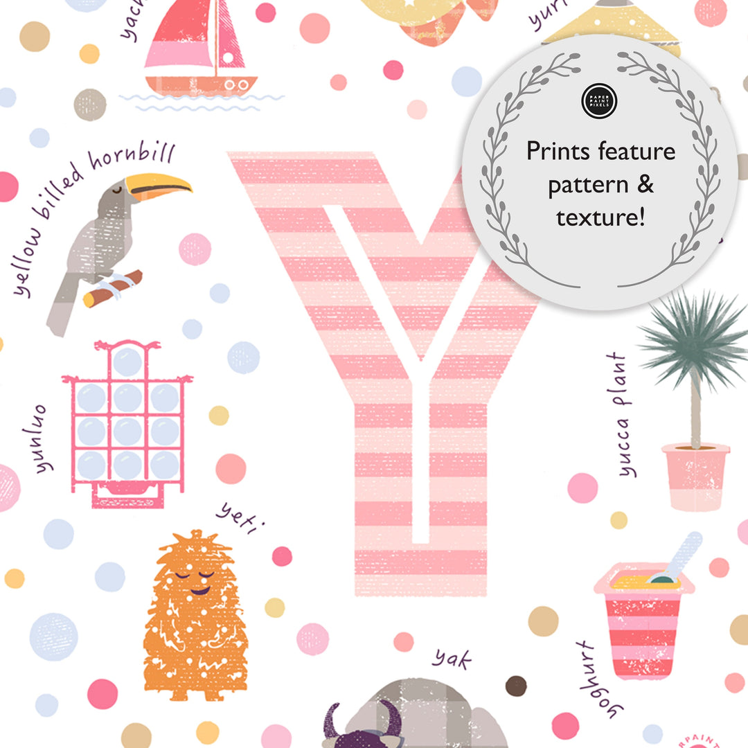 Girls Initial Letter Y Print - PaperPaintPixels