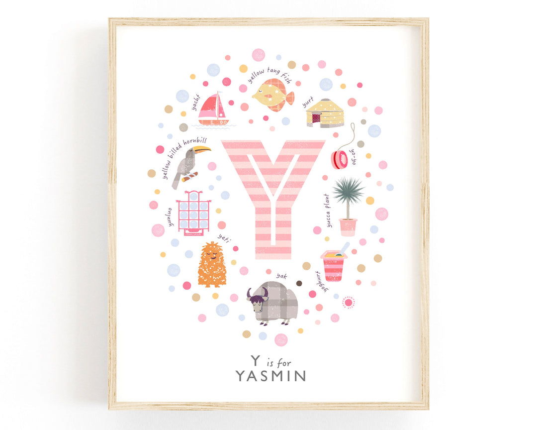 Girls Initial Letter Y Print - PaperPaintPixels