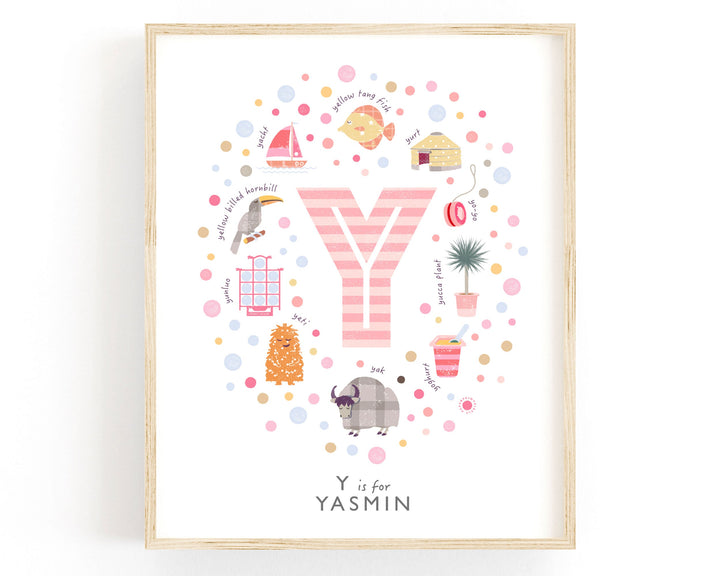 Girls Initial Letter Y Print - PaperPaintPixels