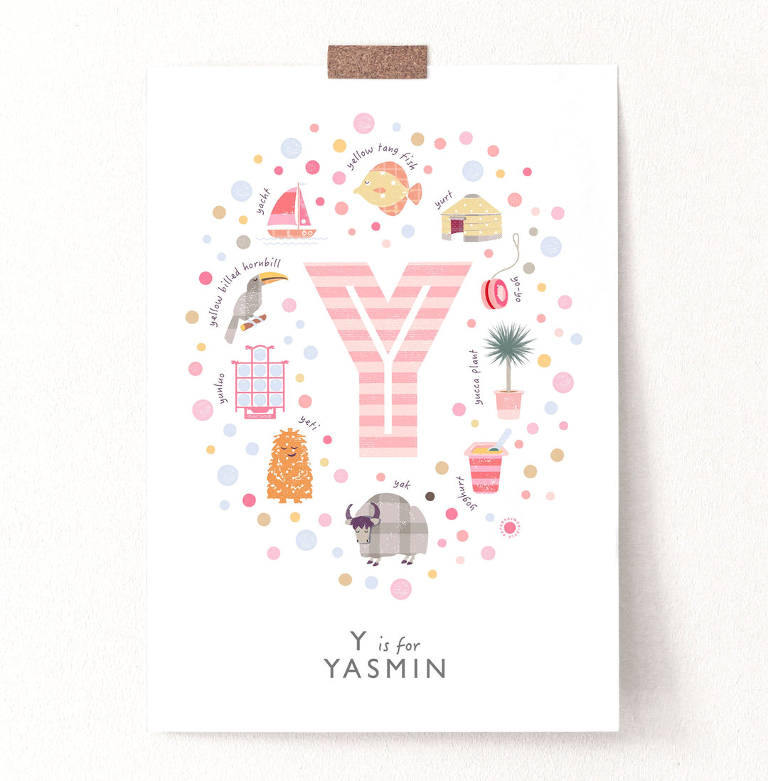Girls Initial Letter Y Print - PaperPaintPixels