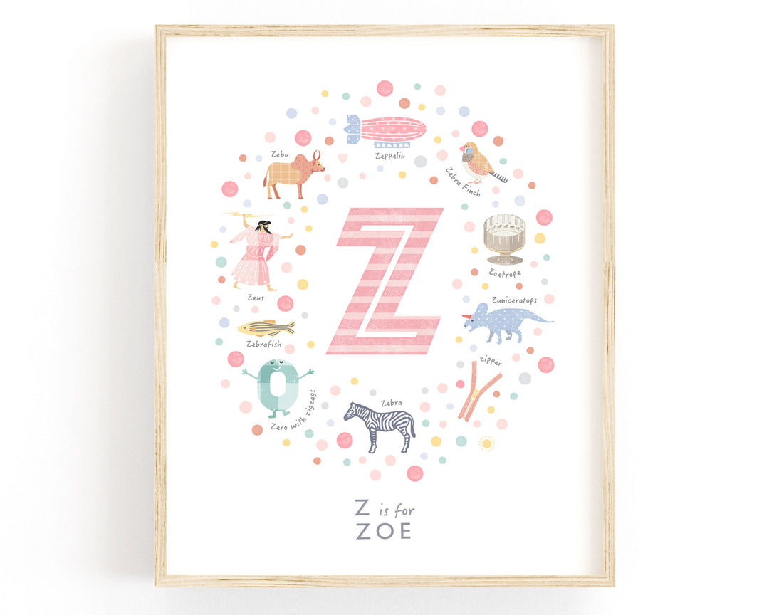 Girls Initial Letter Z Print - PaperPaintPixels