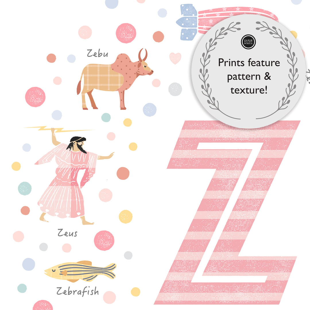 Girls Initial Letter Z Print - PaperPaintPixels