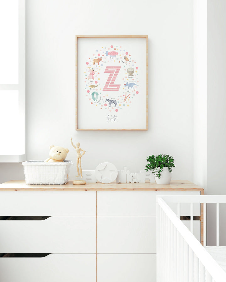 Girls Initial Letter Z Print - PaperPaintPixels