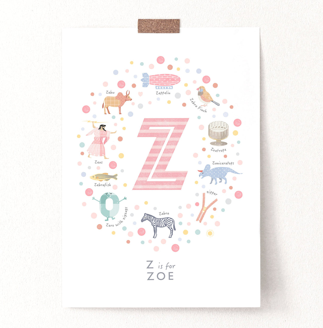 Girls Initial Letter Z Print - PaperPaintPixels