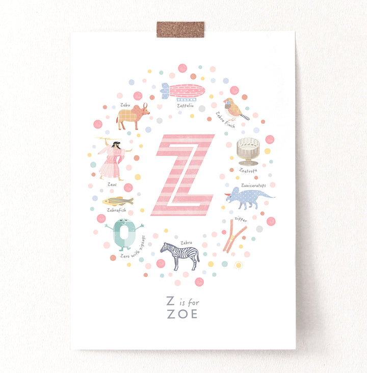 Girls Initial Letter Z Print - PaperPaintPixels