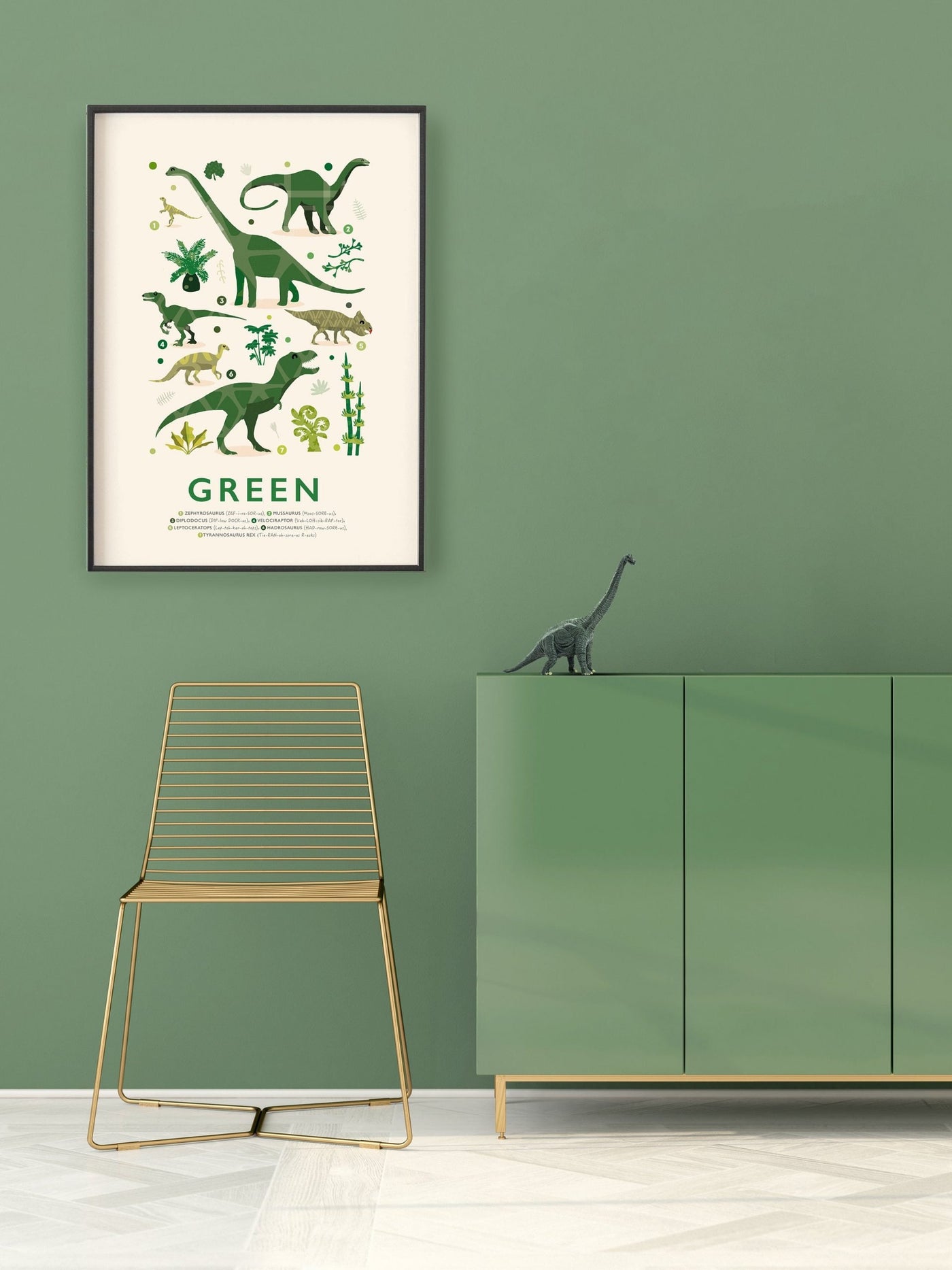Green Dinosaur Print - PaperPaintPixels