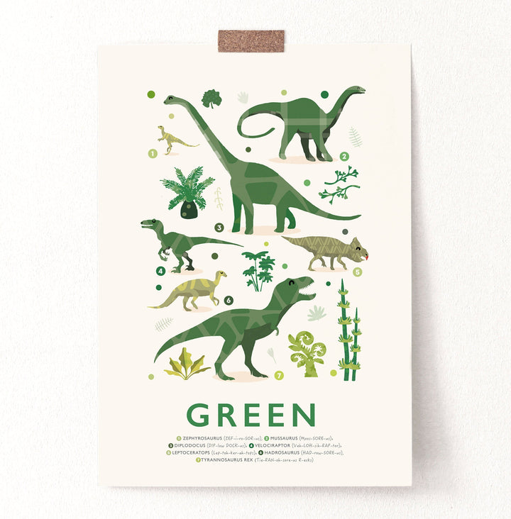 Green Dinosaurs Print - PaperPaintPixels