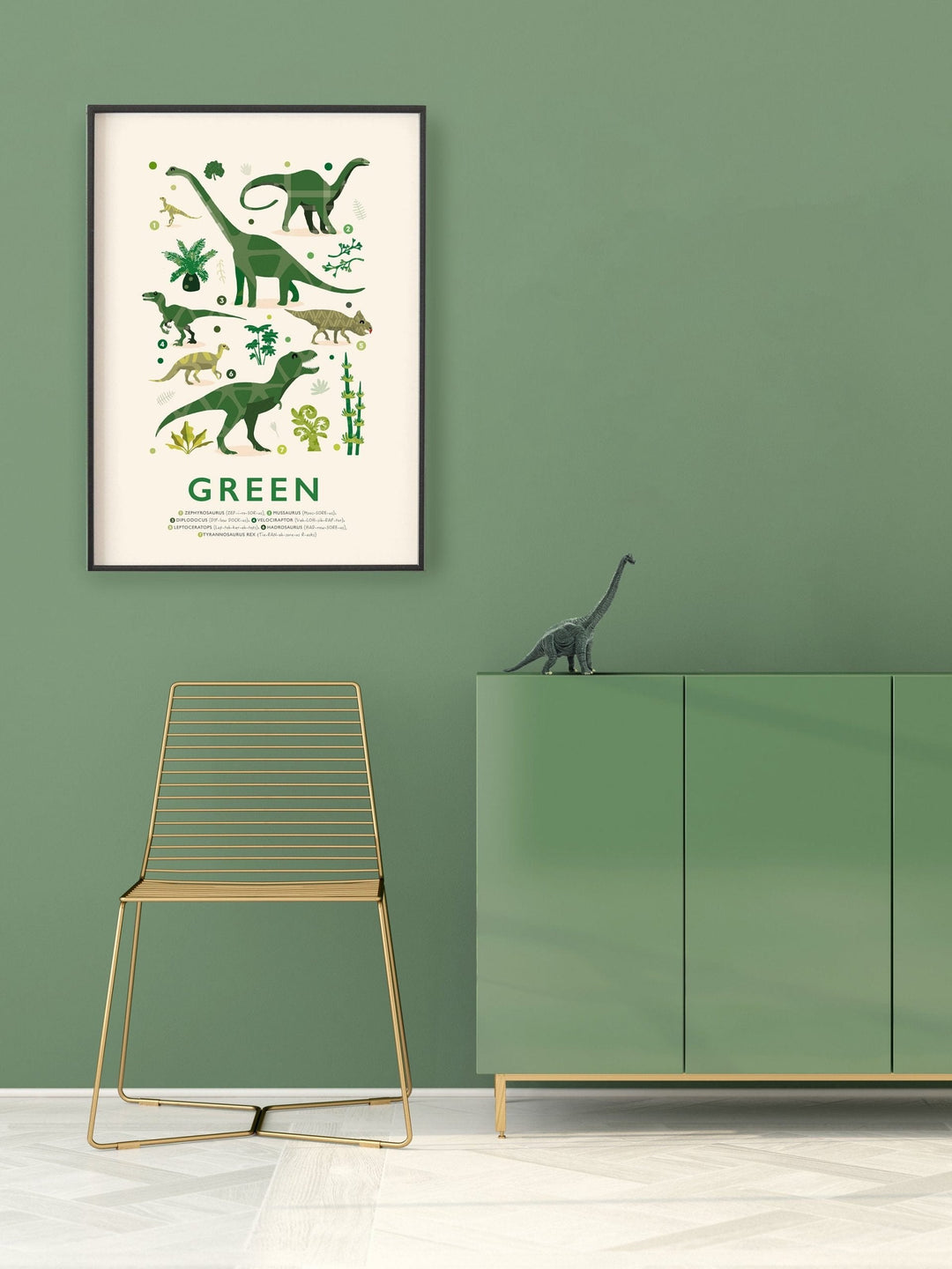 Green Dinosaurs Print - PaperPaintPixels
