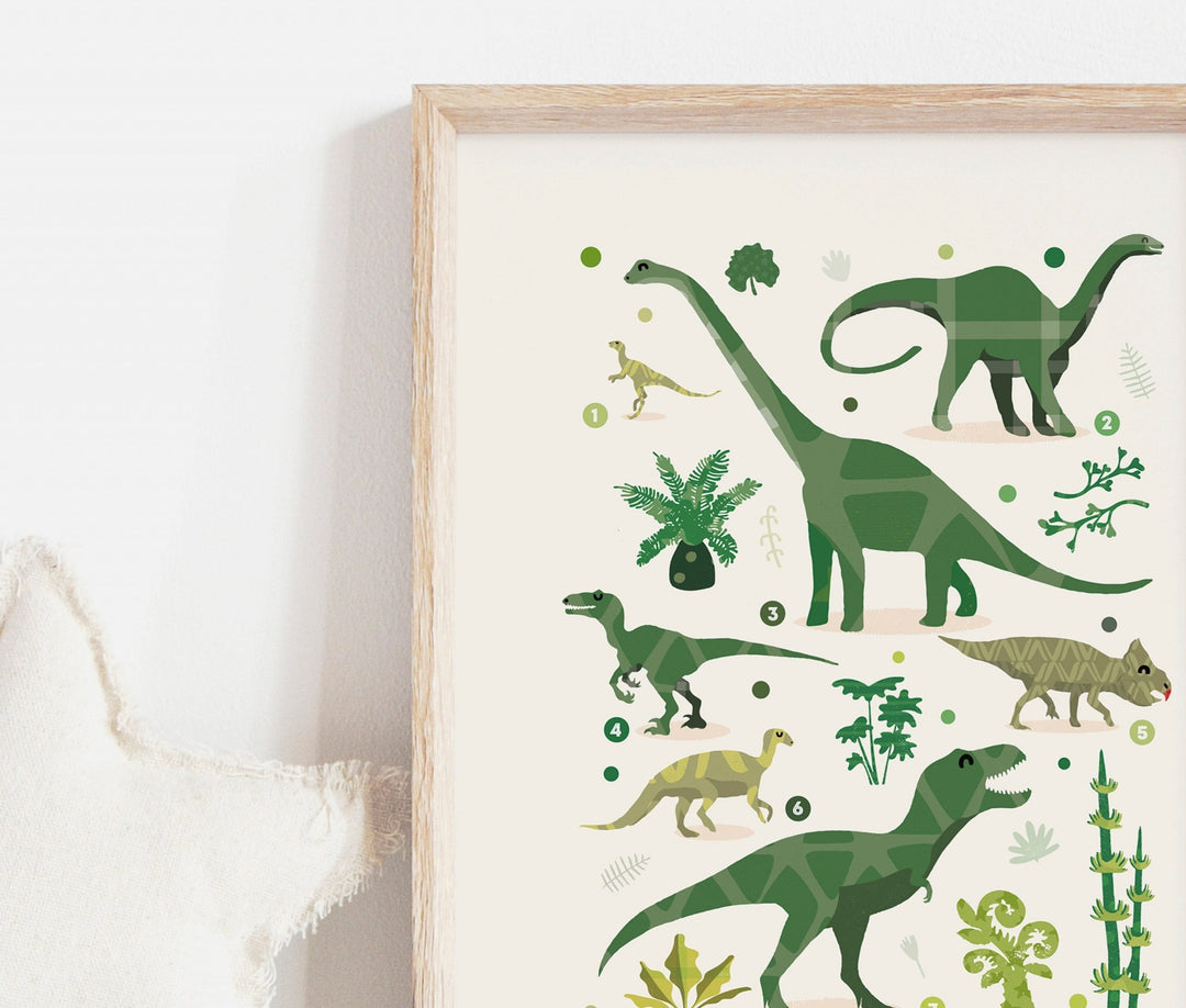 Green Dinosaurs Print - PaperPaintPixels