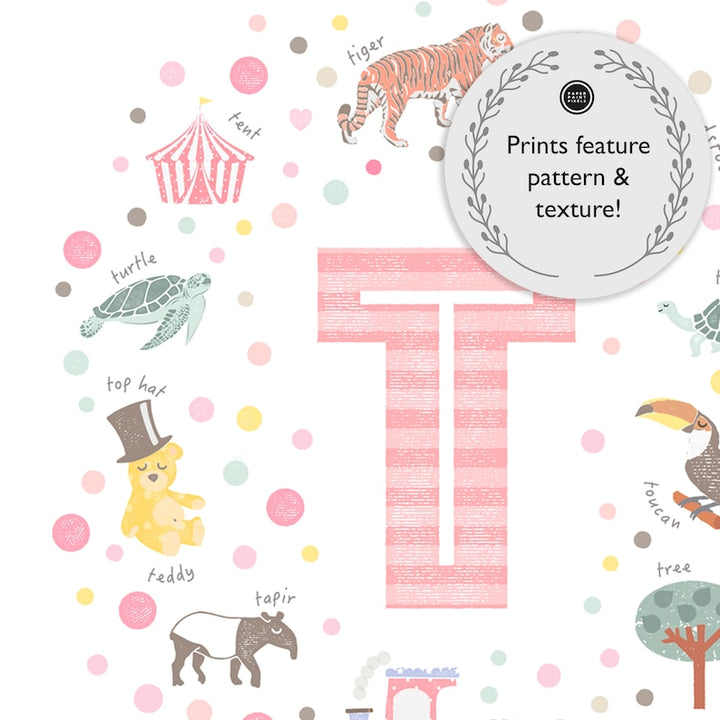 Girls Initial Letter T Print - PaperPaintPixels