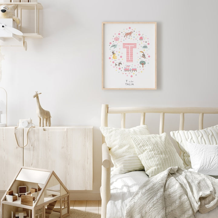 Girls Initial Letter T Print - PaperPaintPixels