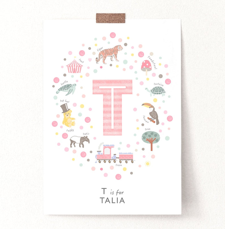 Girls Initial Letter T Print - PaperPaintPixels