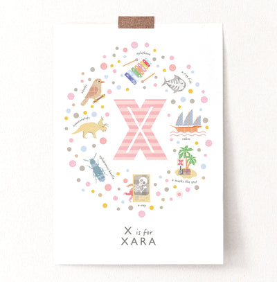 Girls Initial Letter X Print - PaperPaintPixels
