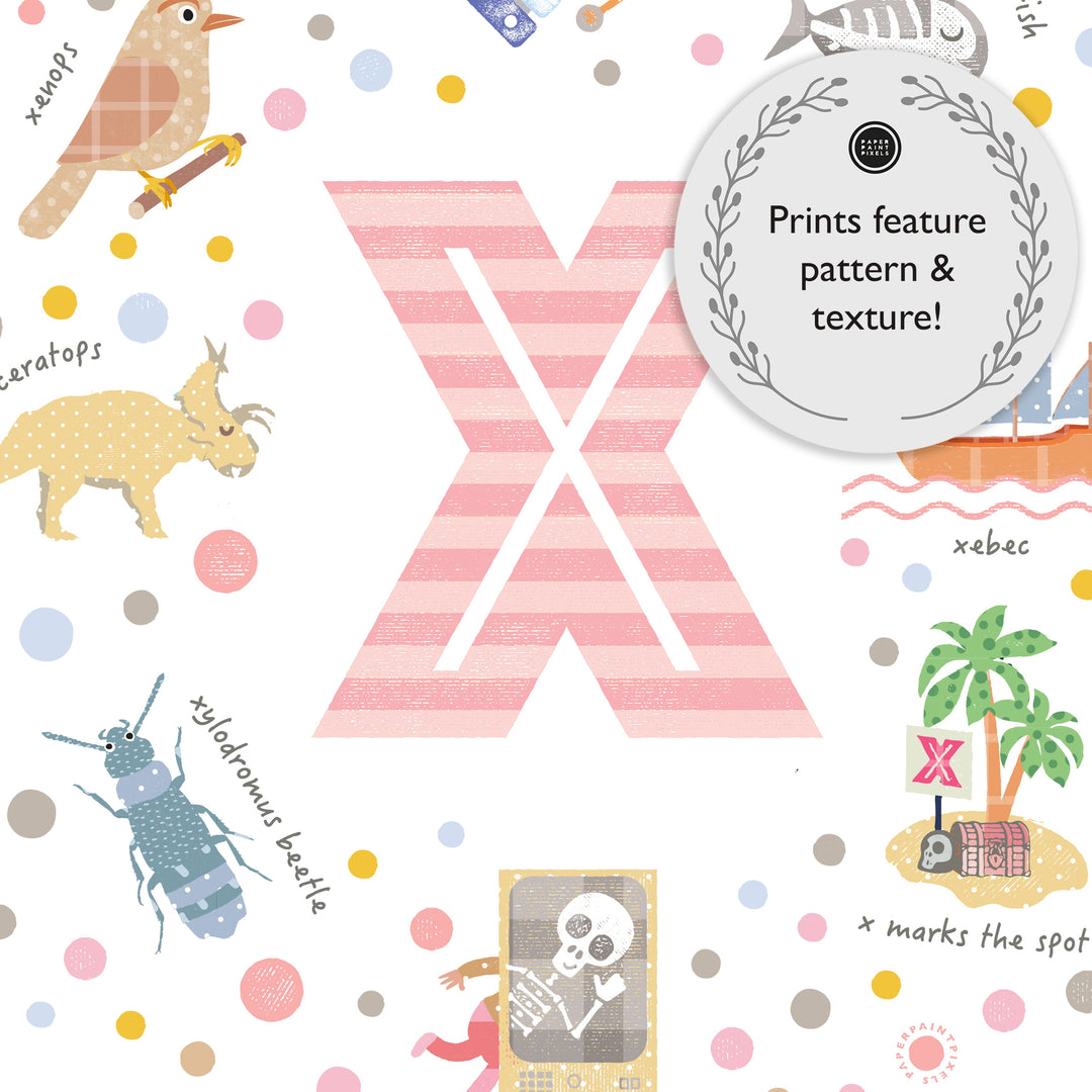 Girls Initial Letter X Print - PaperPaintPixels