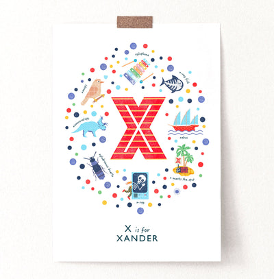 Boys Initial Letter X Print - PaperPaintPixels